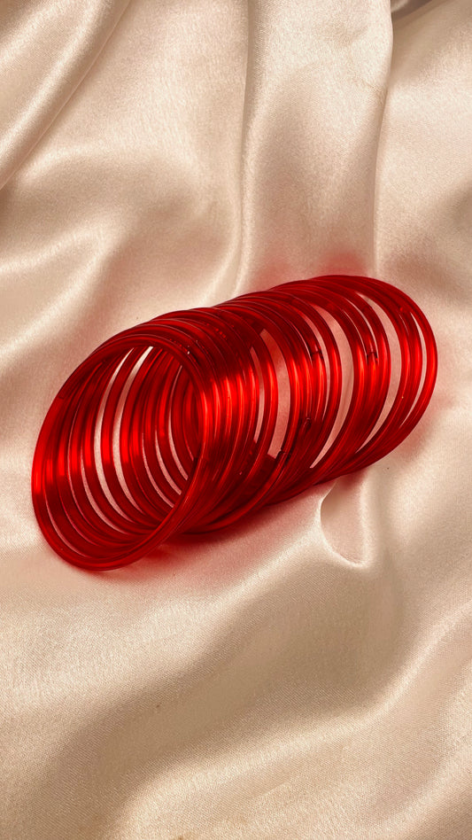 Glossy Red Plain Bangles (Total 24 Bangles)