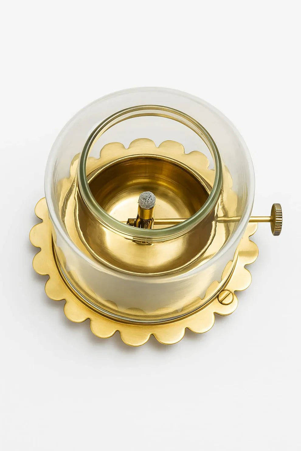 Brass Akhand Jyoti Deep With Flower Pattern (Brass)